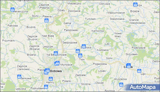 mapa Siedliska gmina Bobowa, Siedliska gmina Bobowa na mapie Targeo
