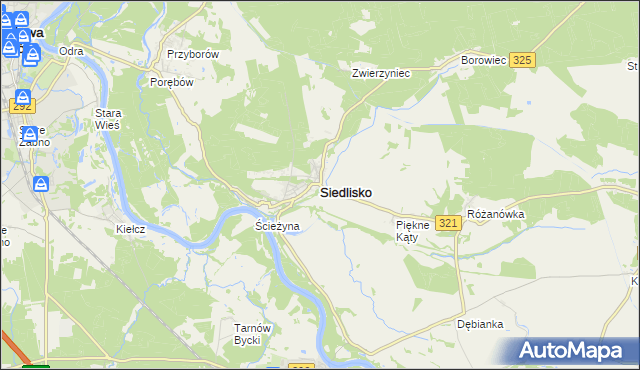 mapa Siedlisko powiat nowosolski, Siedlisko powiat nowosolski na mapie Targeo