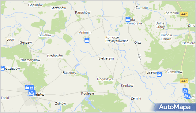 mapa Siekierzyn gmina Żerków, Siekierzyn gmina Żerków na mapie Targeo