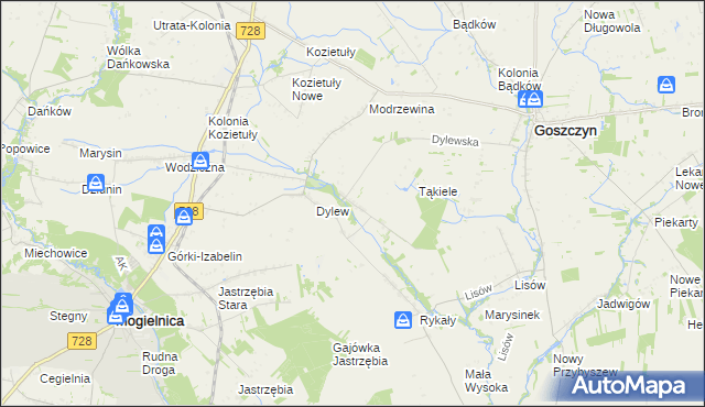 mapa Sielec gmina Goszczyn, Sielec gmina Goszczyn na mapie Targeo