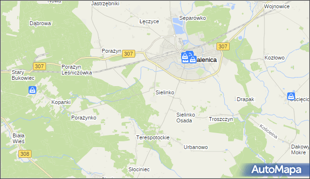 mapa Sielinko, Sielinko na mapie Targeo