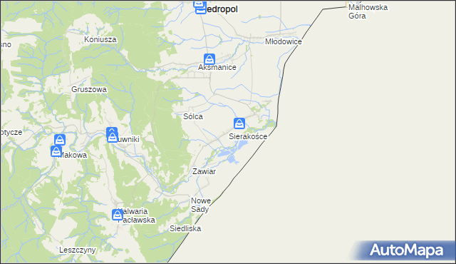 mapa Sierakośce, Sierakośce na mapie Targeo