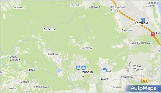 mapa Sieraków gmina Izabelin, Sieraków gmina Izabelin na mapie Targeo