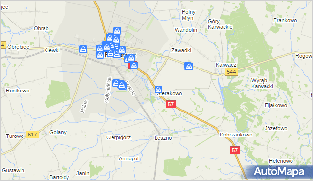 mapa Sierakowo gmina Przasnysz, Sierakowo gmina Przasnysz na mapie Targeo
