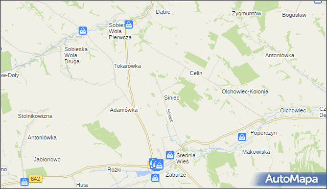 mapa Siniec gmina Żółkiewka, Siniec gmina Żółkiewka na mapie Targeo