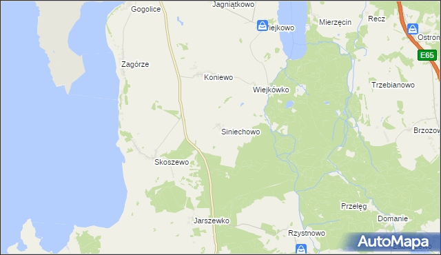 mapa Siniechowo, Siniechowo na mapie Targeo