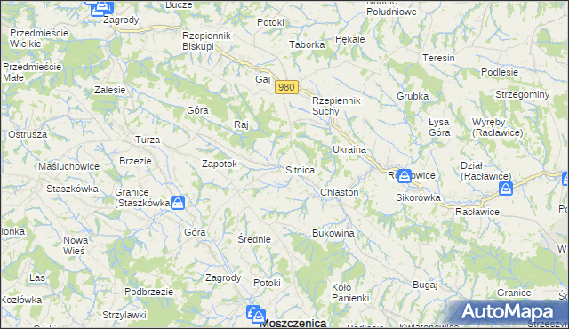 mapa Sitnica gmina Biecz, Sitnica gmina Biecz na mapie Targeo