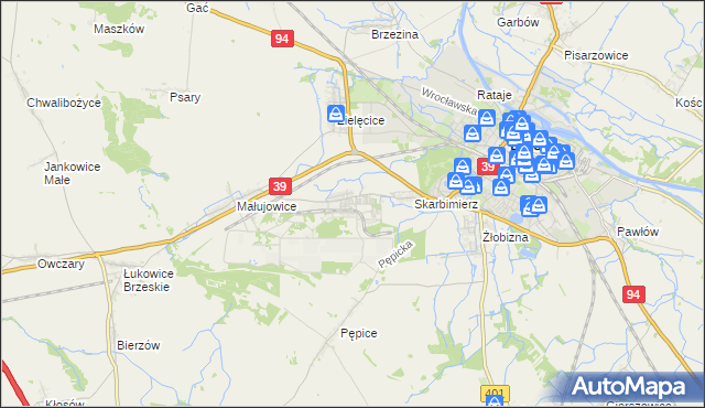 mapa Skarbimierz-Osiedle, Skarbimierz-Osiedle na mapie Targeo