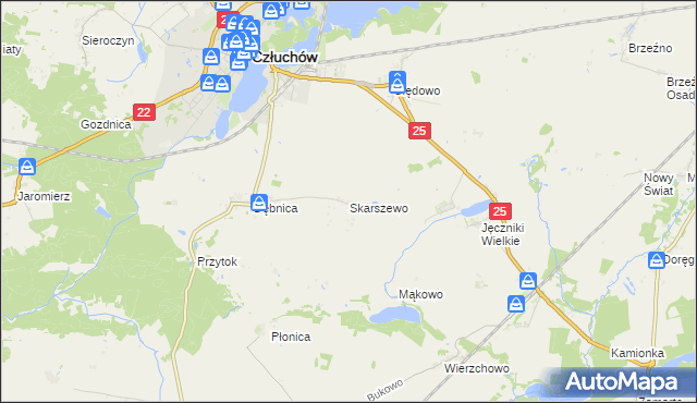 mapa Skarszewo gmina Człuchów, Skarszewo gmina Człuchów na mapie Targeo