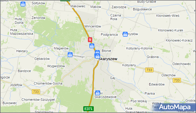 mapa Skaryszew, Skaryszew na mapie Targeo