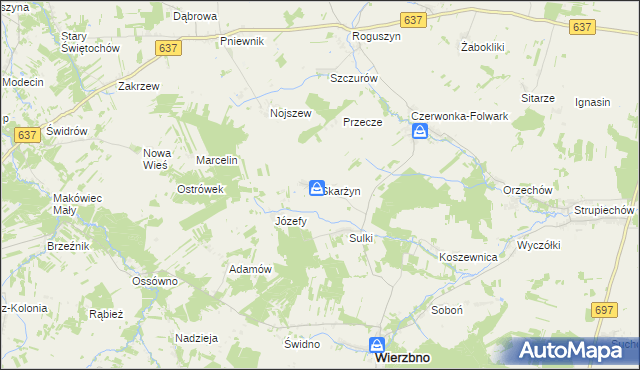 mapa Skarżyn gmina Wierzbno, Skarżyn gmina Wierzbno na mapie Targeo