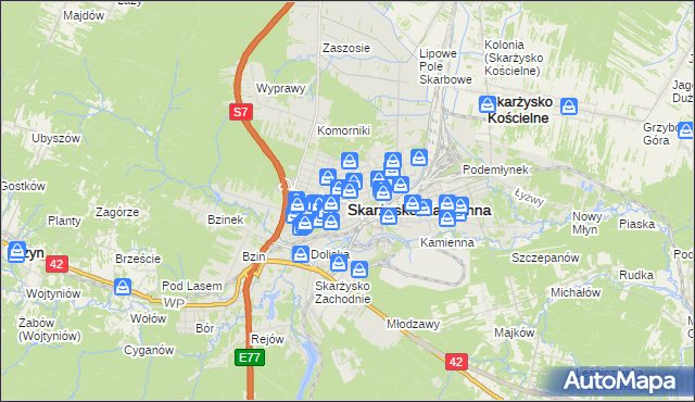 mapa Skarżysko-Kamienna, Skarżysko-Kamienna na mapie Targeo