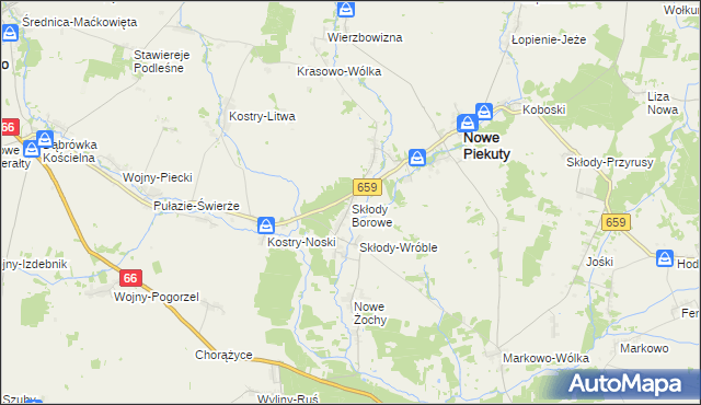 mapa Skłody Borowe, Skłody Borowe na mapie Targeo