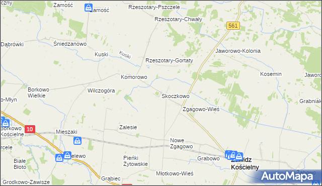mapa Skoczkowo gmina Zawidz, Skoczkowo gmina Zawidz na mapie Targeo