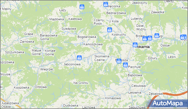mapa Skomielna Czarna, Skomielna Czarna na mapie Targeo