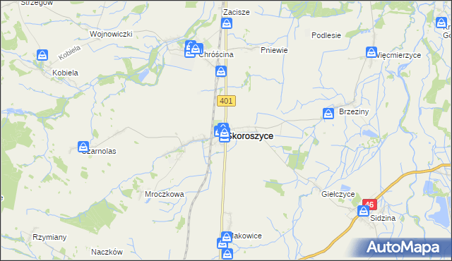 mapa Skoroszyce, Skoroszyce na mapie Targeo