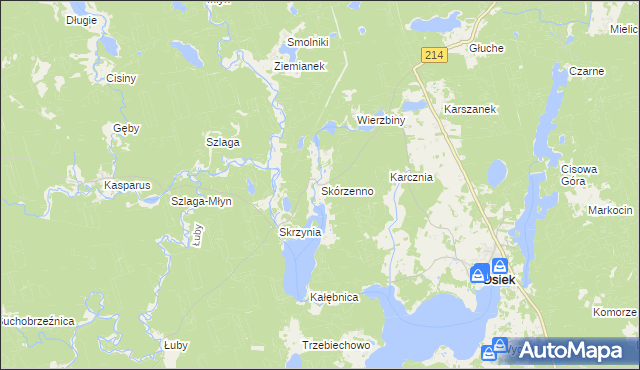 mapa Skórzenno, Skórzenno na mapie Targeo