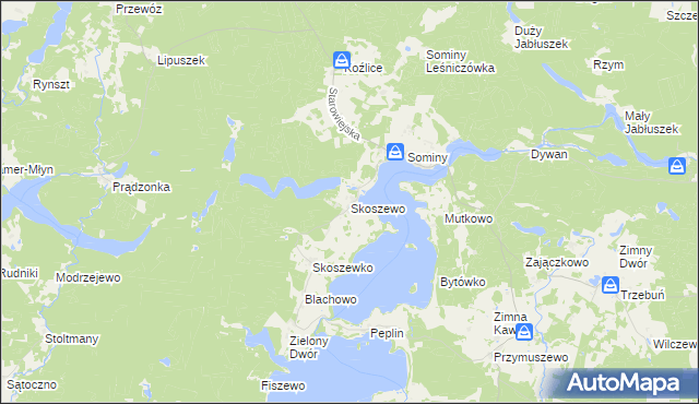 mapa Skoszewo gmina Brusy, Skoszewo gmina Brusy na mapie Targeo