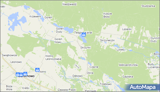 mapa Skrzynki gmina Baruchowo, Skrzynki gmina Baruchowo na mapie Targeo