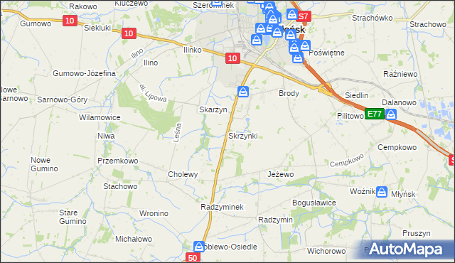 mapa Skrzynki gmina Płońsk, Skrzynki gmina Płońsk na mapie Targeo