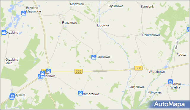 mapa Sławkowo gmina Działdowo, Sławkowo gmina Działdowo na mapie Targeo