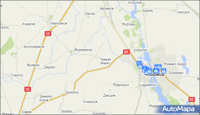 mapa Sławsk Wielki, Sławsk Wielki na mapie Targeo