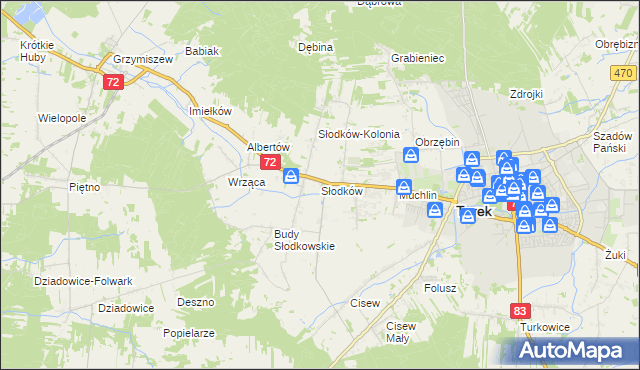 mapa Słodków gmina Turek, Słodków gmina Turek na mapie Targeo