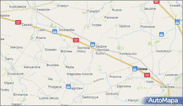 mapa Słomków Suchy, Słomków Suchy na mapie Targeo