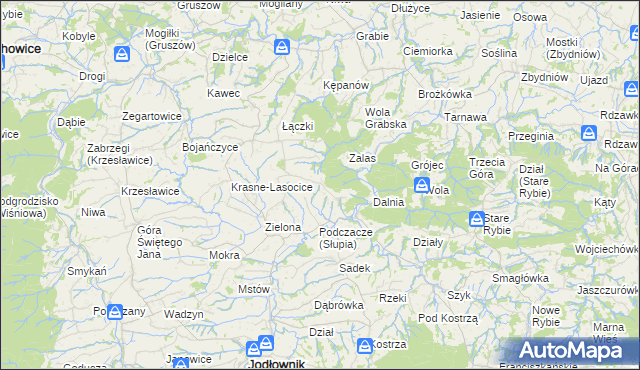 mapa Słupia gmina Jodłownik, Słupia gmina Jodłownik na mapie Targeo