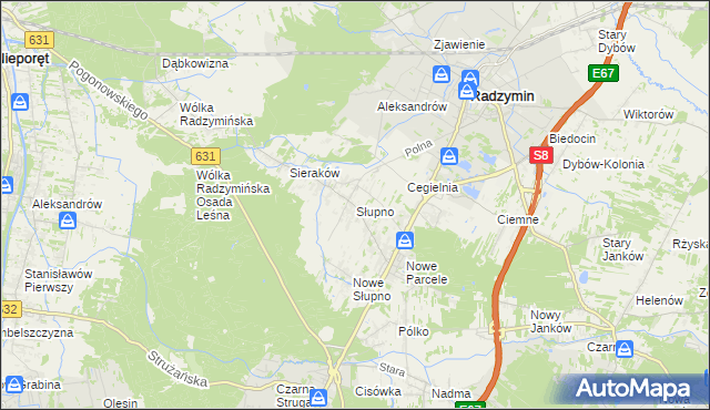 mapa Słupno gmina Radzymin, Słupno gmina Radzymin na mapie Targeo