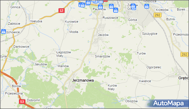 mapa Smardzów gmina Jerzmanowa, Smardzów gmina Jerzmanowa na mapie Targeo