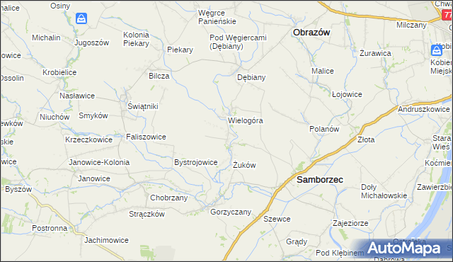 mapa Śmiechowice gmina Samborzec, Śmiechowice gmina Samborzec na mapie Targeo