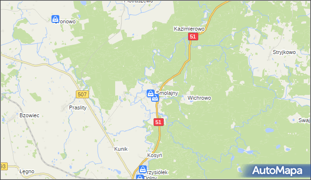 mapa Smolajny, Smolajny na mapie Targeo