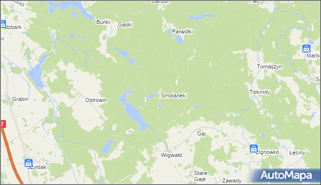 mapa Smolanek, Smolanek na mapie Targeo