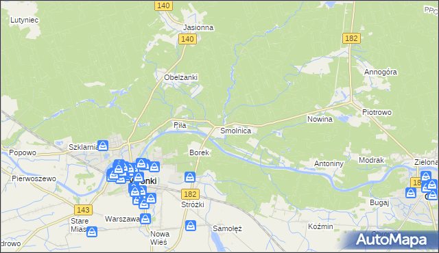 mapa Smolnica gmina Wronki, Smolnica gmina Wronki na mapie Targeo
