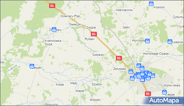 mapa Sobieski gmina Mońki, Sobieski gmina Mońki na mapie Targeo