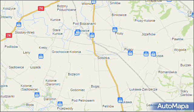 mapa Sobótka gmina Ożarów, Sobótka gmina Ożarów na mapie Targeo