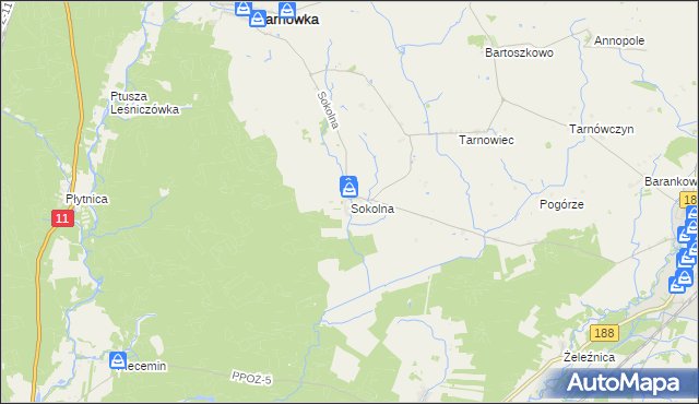 mapa Sokolna, Sokolna na mapie Targeo