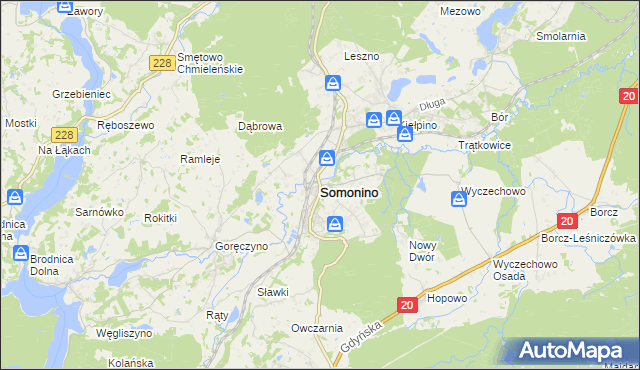 mapa Somonino, Somonino na mapie Targeo
