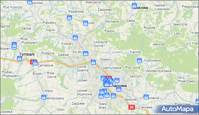 mapa Sowliny, Sowliny na mapie Targeo