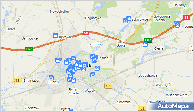 mapa Spalice, Spalice na mapie Targeo