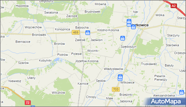 mapa Spędoszyn-Kolonia, Spędoszyn-Kolonia na mapie Targeo