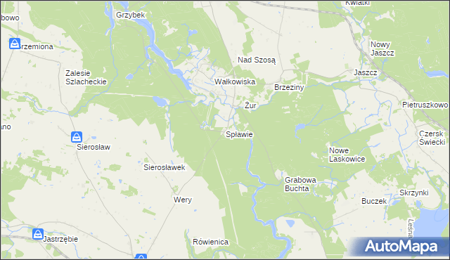mapa Spławie gmina Drzycim, Spławie gmina Drzycim na mapie Targeo
