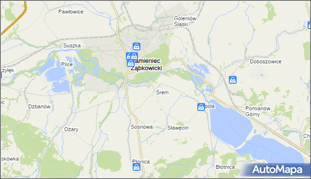mapa Śrem gmina Kamieniec Ząbkowicki, Śrem gmina Kamieniec Ząbkowicki na mapie Targeo