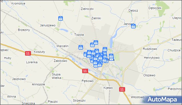 mapa Środa Wielkopolska, Środa Wielkopolska na mapie Targeo
