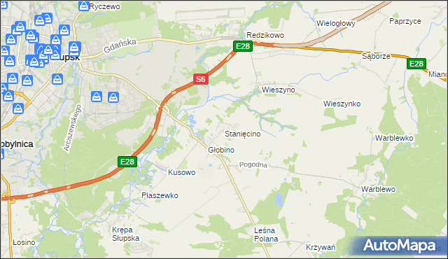 mapa Stanięcino, Stanięcino na mapie Targeo