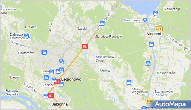mapa Stanisławów Drugi gmina Nieporęt, Stanisławów Drugi gmina Nieporęt na mapie Targeo