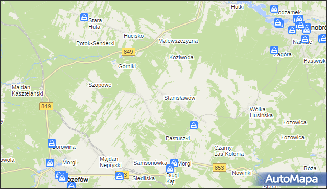 mapa Stanisławów gmina Józefów, Stanisławów gmina Józefów na mapie Targeo