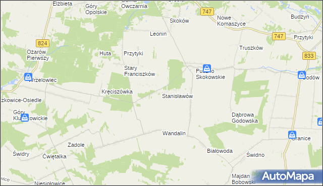 mapa Stanisławów gmina Opole Lubelskie, Stanisławów gmina Opole Lubelskie na mapie Targeo