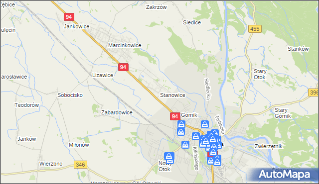 mapa Stanowice gmina Oława, Stanowice gmina Oława na mapie Targeo